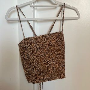 Leopard Lace Up Tie Back